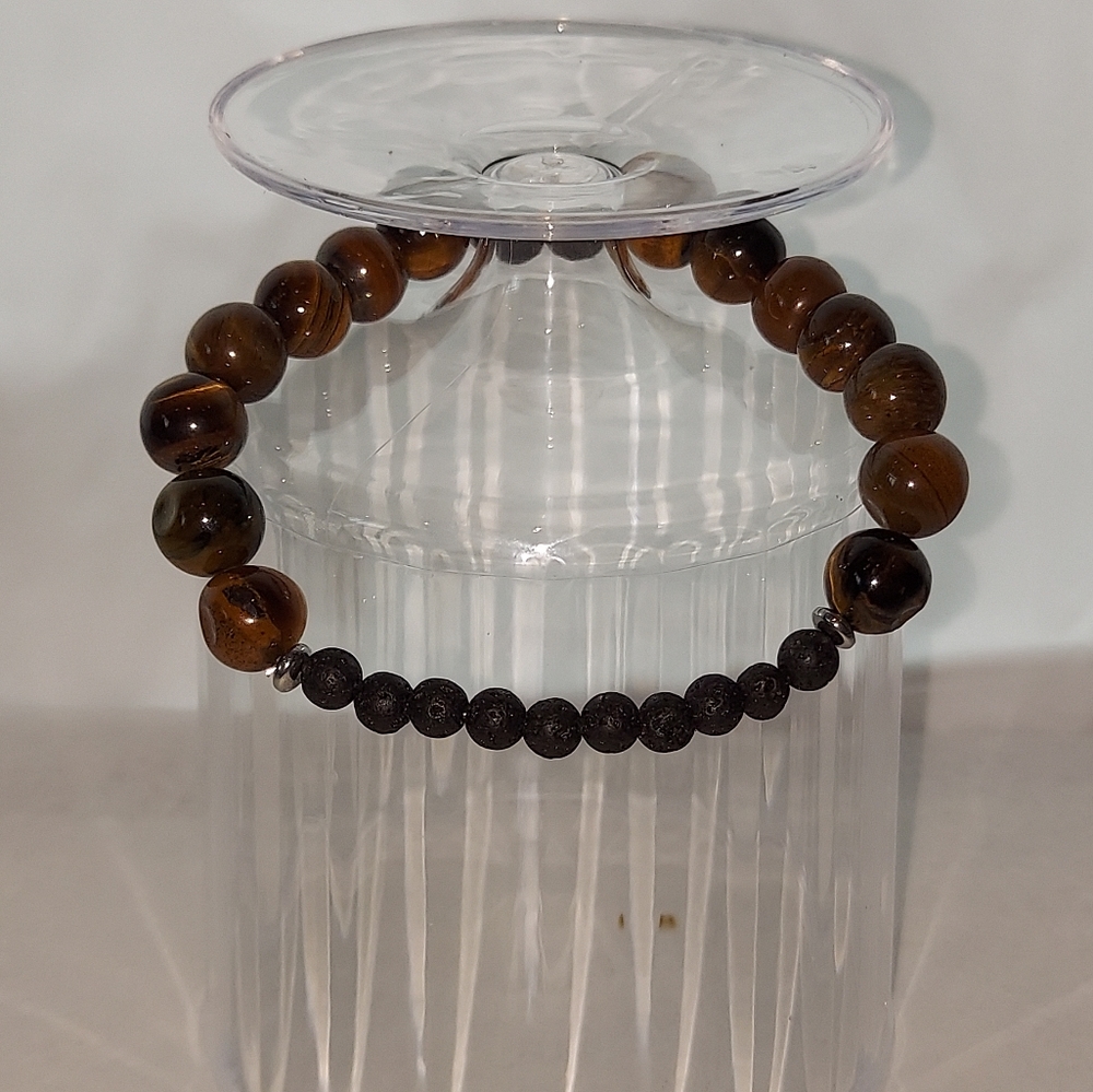 Lava stone and Tiger's eye bracelets